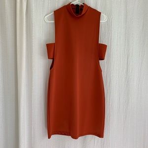 Orange cutout bodycon dress